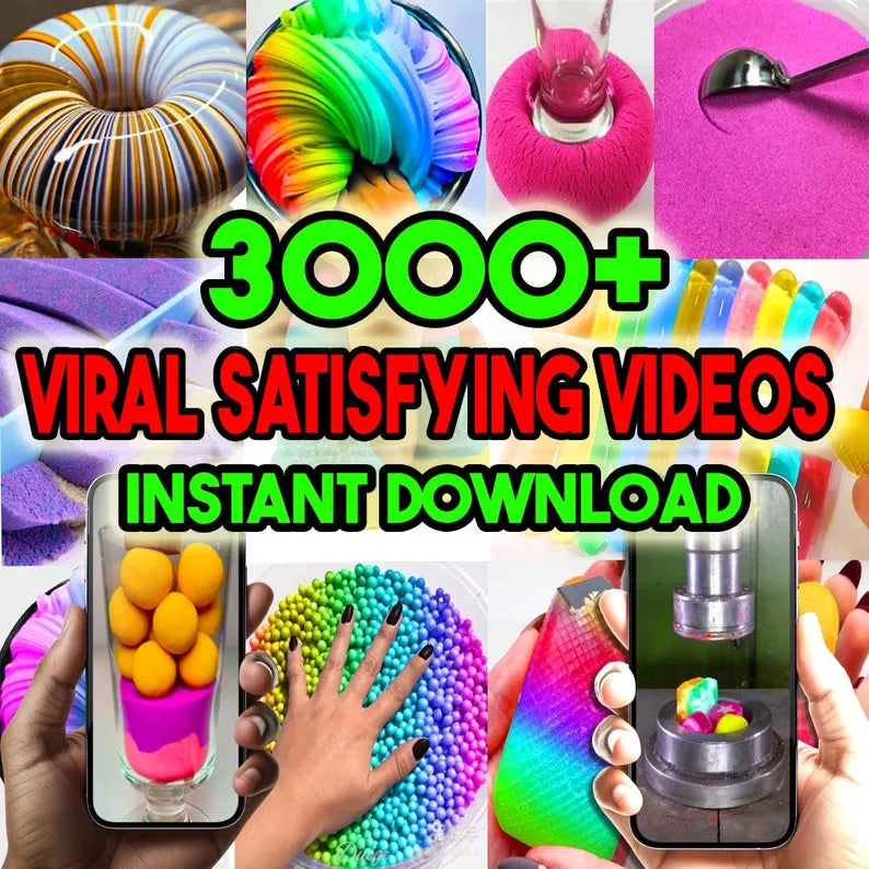 3000+ Oddly Satisfying Videos Pack, ASMR, Trending Background Clips, Slime Sponge Kinetic Sand, Hydraulic Press TikTok Reels Shorts, MRR PLR