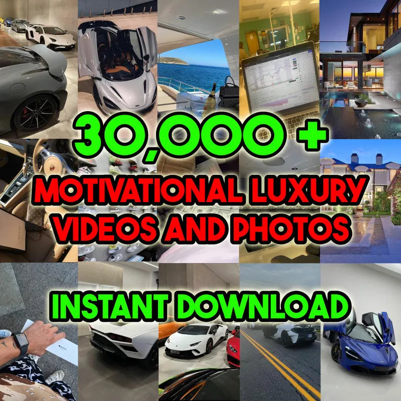 30,000+ Motivational Lifestyle Clips, Luxury Watches, Exotic Cars, Rich, Money, and Aesthetics! (1080P/4K/8K)"